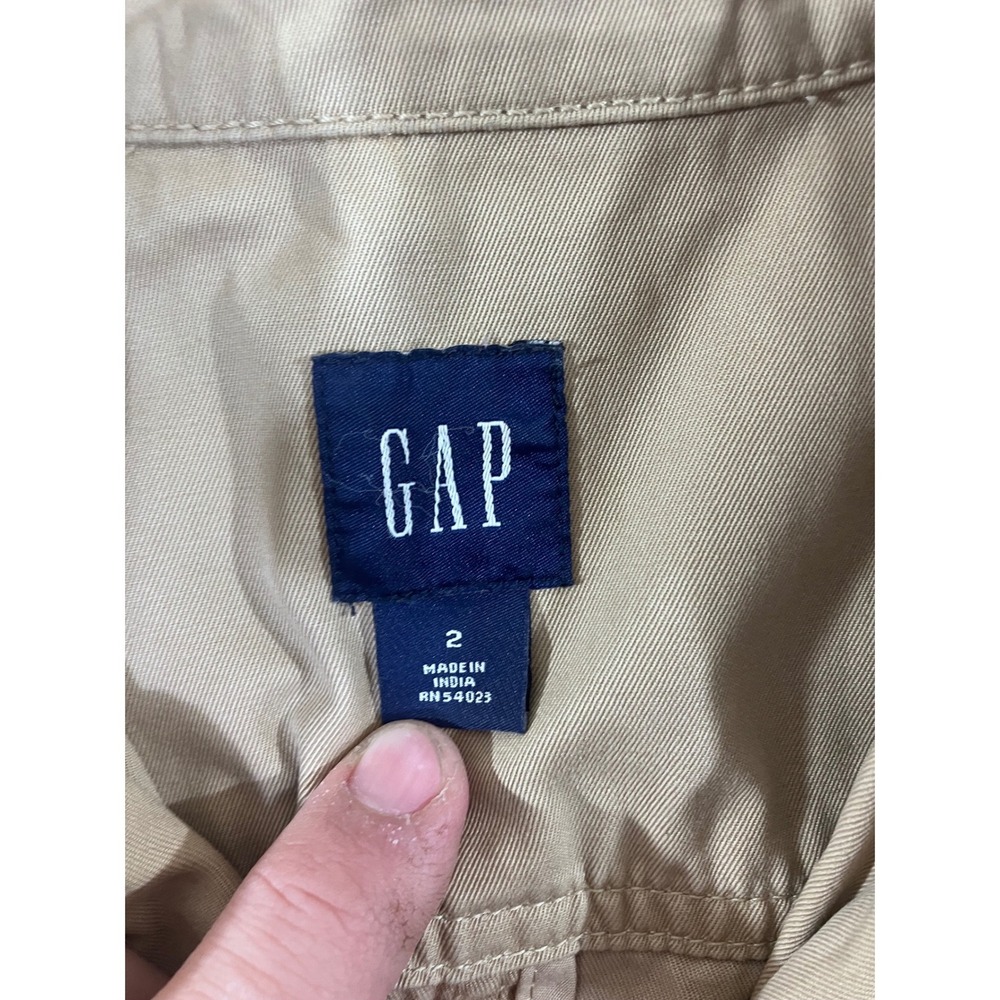 Gap Women Tan Utility Jacket Button Front Pockets Size 2 - Picture 4 of 8